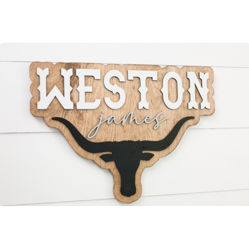 Sugar + Maple Personalized Bubble Wood Sign | Longhorn