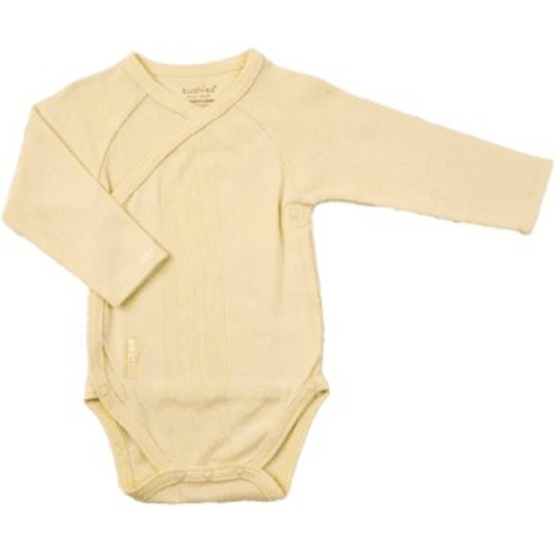 Kushies Baby Wrap Long Sleeve Bodysuit in Yellow-6 Month