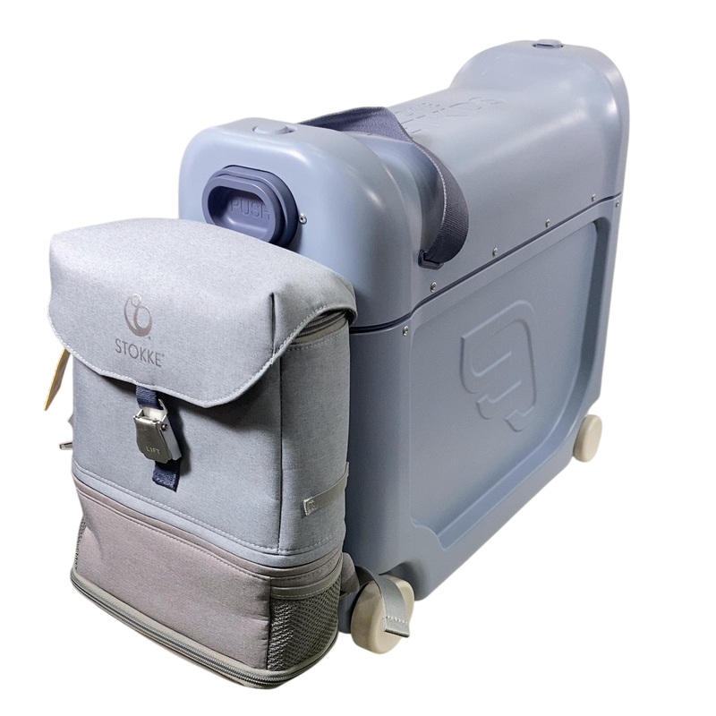 Stokke JetKids BedBox + Crew Backpack Travel Bundle, Arctic Blue