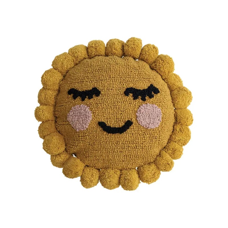 12″ Round Cotton Tufted Sun Shaped Pillow