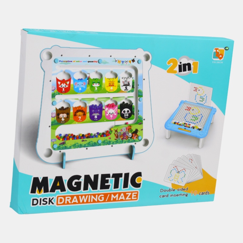 2-in-1 Educational Board  Magnetic Disk Drawing & Maze