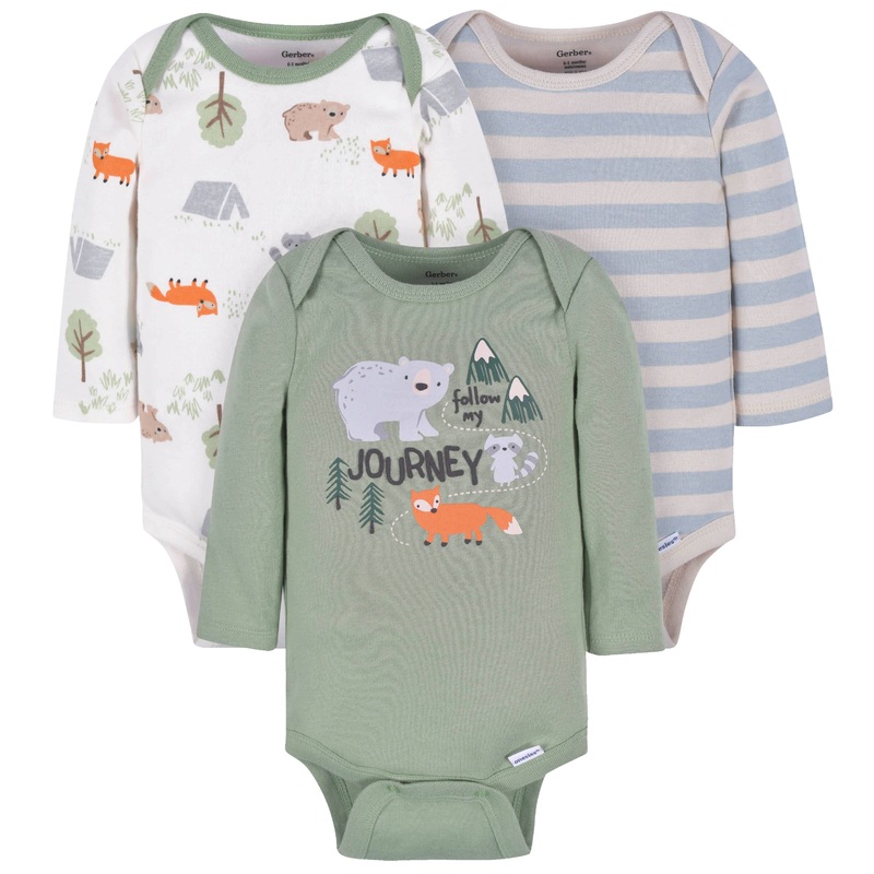 3-Pack Baby Boys Explore Long Sleeve Onesies Bodysuits