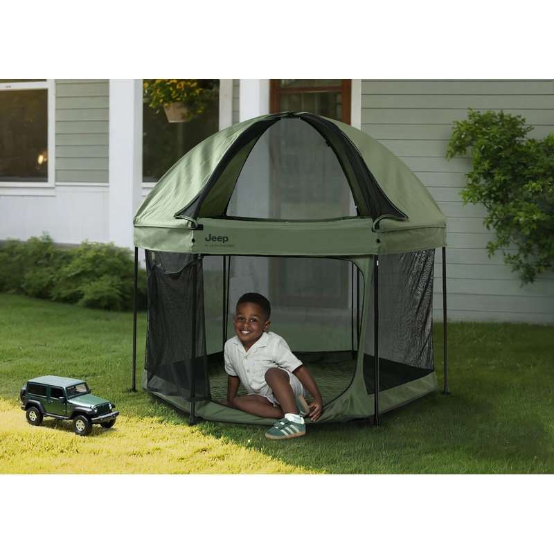 Hexagon Pop Up Play Yard with Removable Canopy