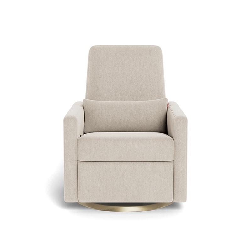 Monte Grano Glider Recliner – Dune Heathered Fabric with Gold Swivel Base (10-12 Week Estimated Arrival)