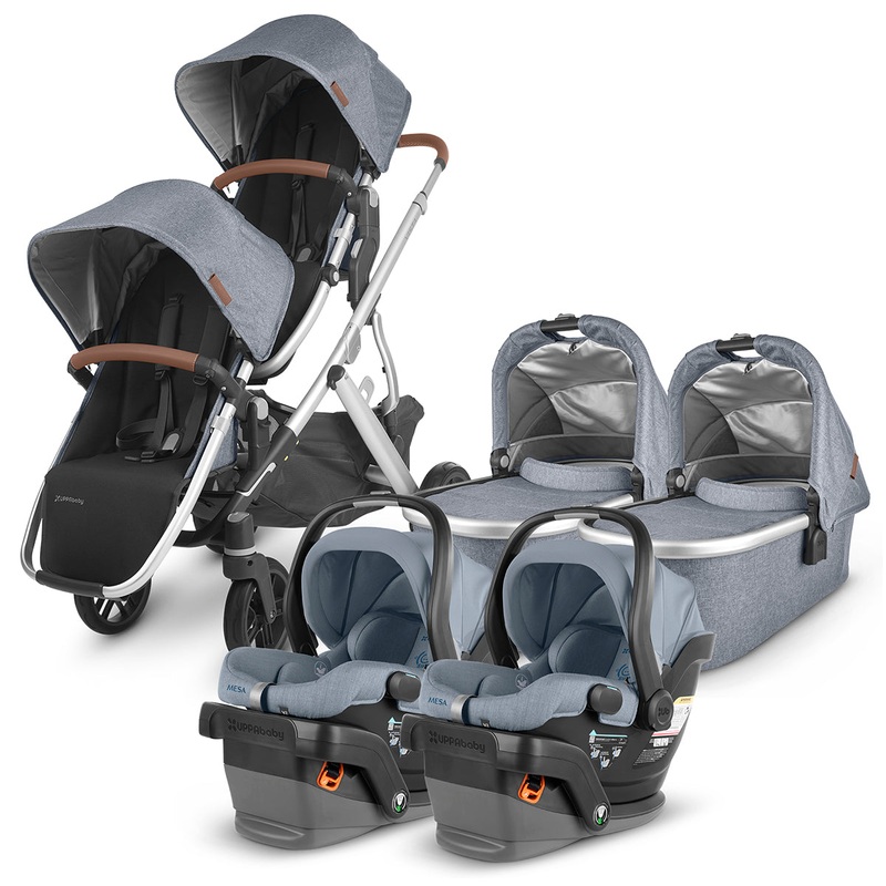 UPPAbaby VISTA V2 Twin Double Stroller + MESA V2 Travel System Bundle – Gregory / Gregory