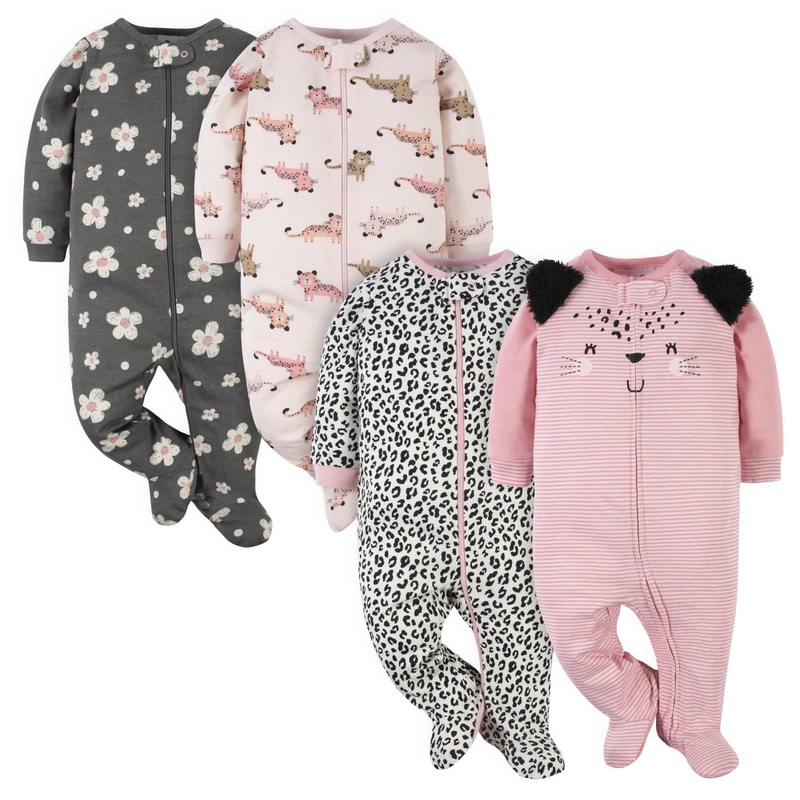 4-Pack Baby Girls Leopard Sleep ‘N Plays