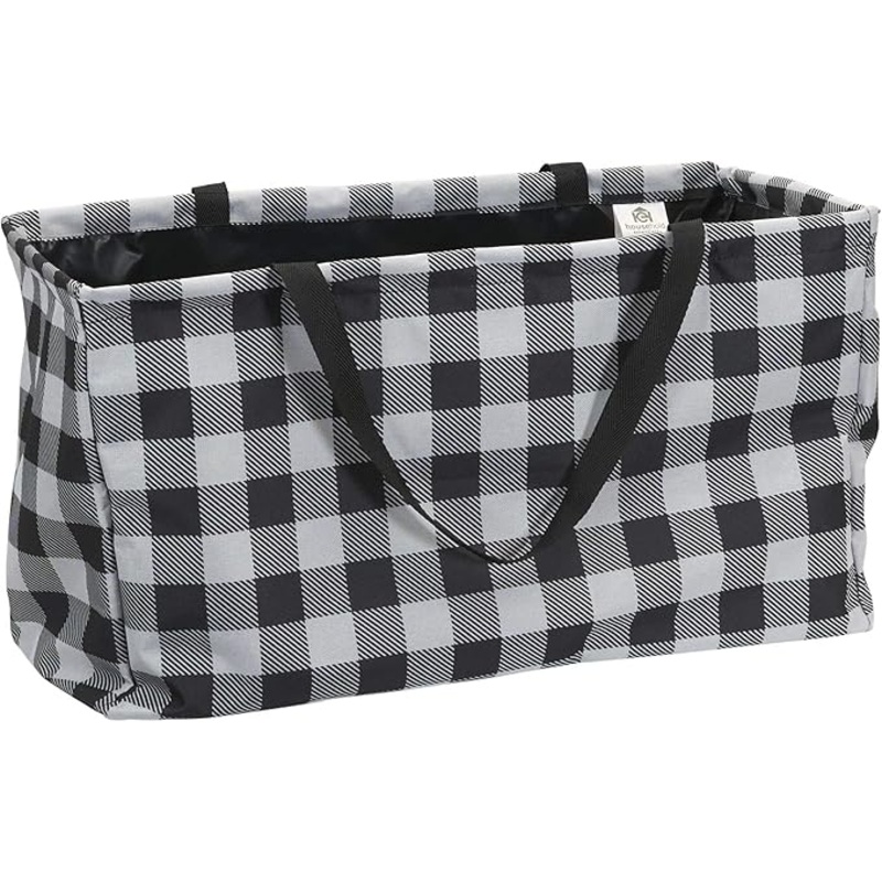 Black and White Plaid Krush Container All-Purpose Utility Tote