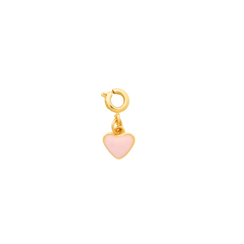 Gold Light Pink Enamel Mini-Heart Charm