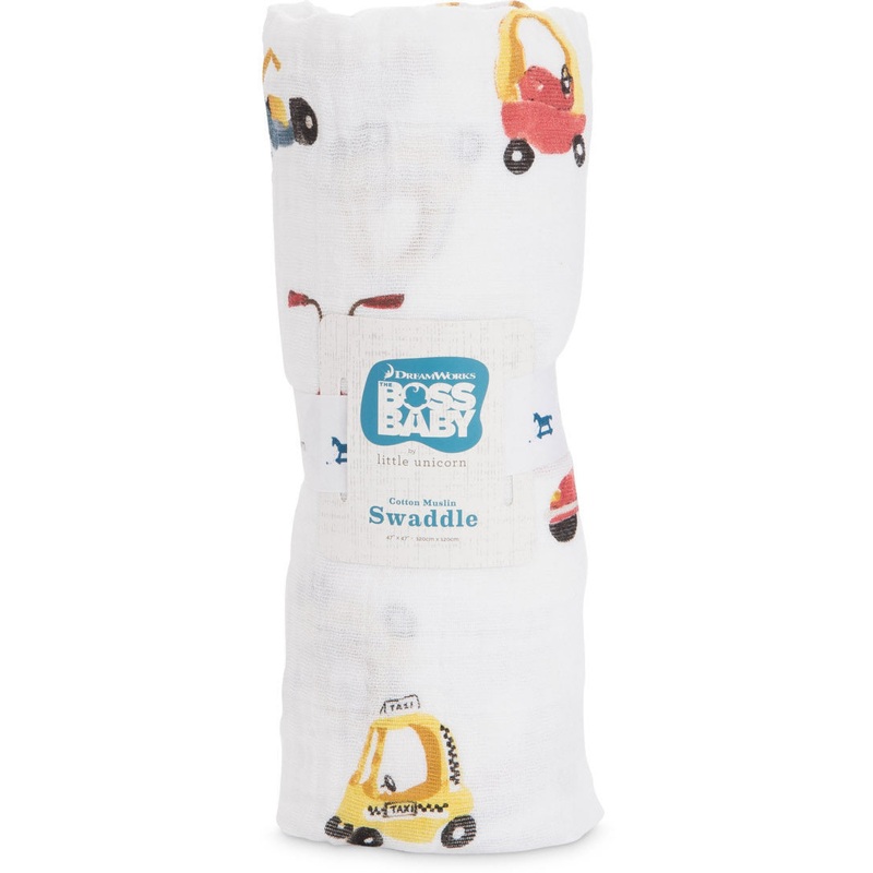 Little Unicorn + The Boss Baby Cotton Muslin Swaddle – Transportation