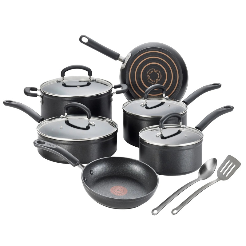 T-fal 12pc Expert Forged Nonstick Cookware Set- Black