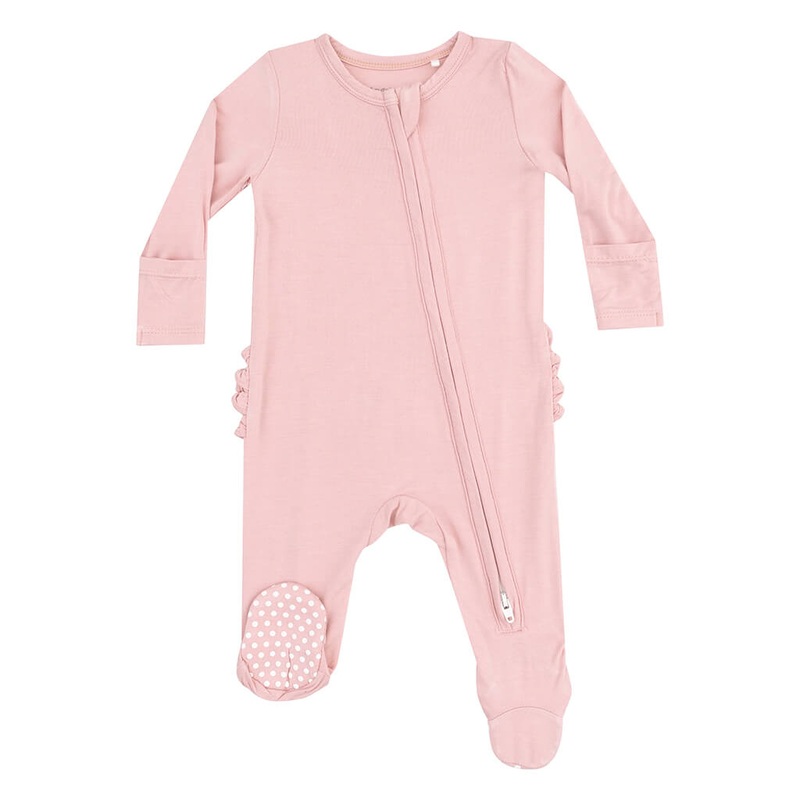 2 Way Zipper Footie Solid Bridal Rose
