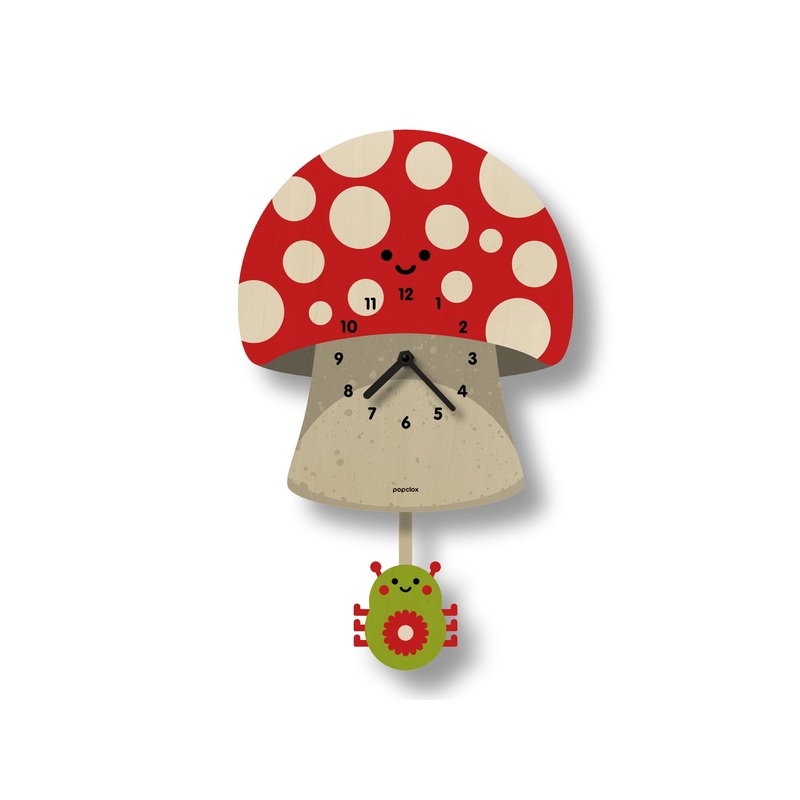 Popclox Mushroom Pendulum Clock – Wood
