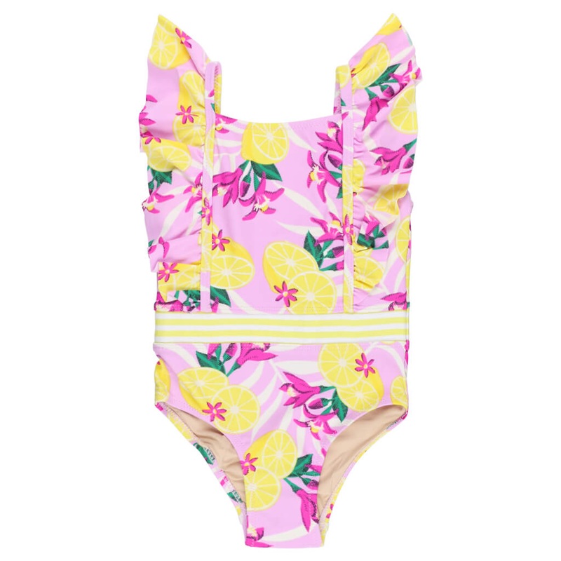 SHC Ruffle Sleeve Swimsuit Tropical Lemons