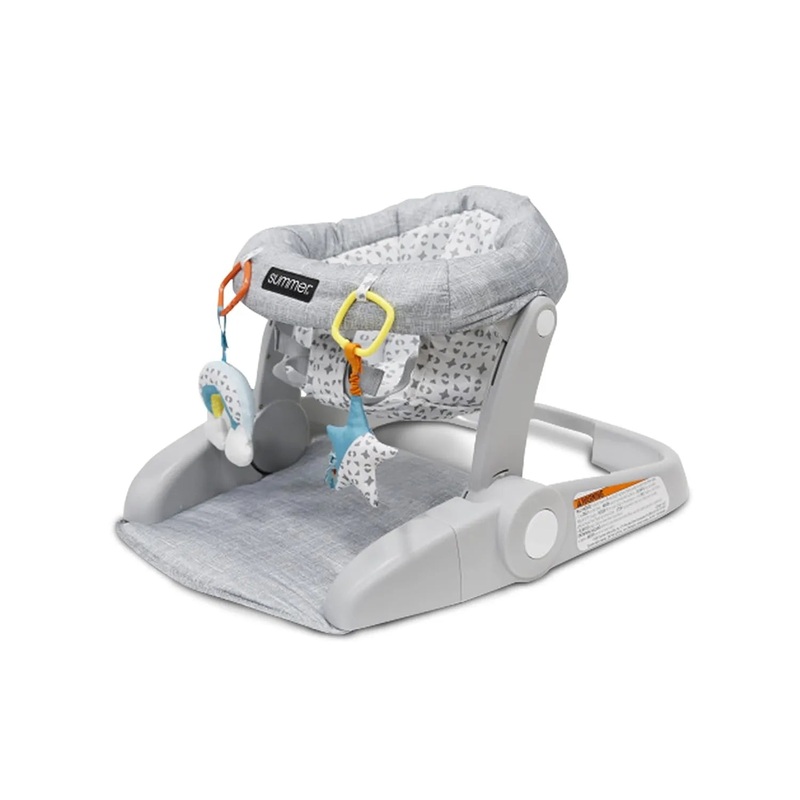 Summer Infant Learn-to-Sit 2-Position Floor Seat (Heather rGray /pink)  Sit Baby Up in This Adjustable Baby Activity Seat Appropriate for Ages 4-12 Months  Includes Toys, Funfetti Neutral (See Description)