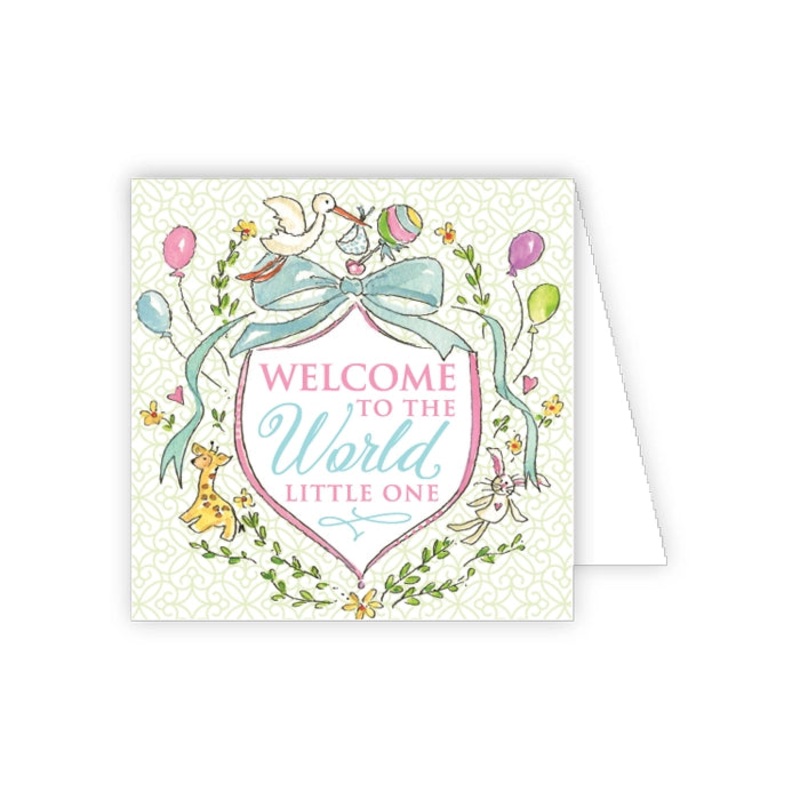 Welcome To the World Little One Animal Crest Enclosure Card