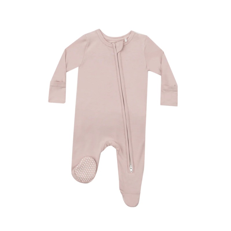 2 Way Ruffle Back Zipper Footie – Sepia Rose