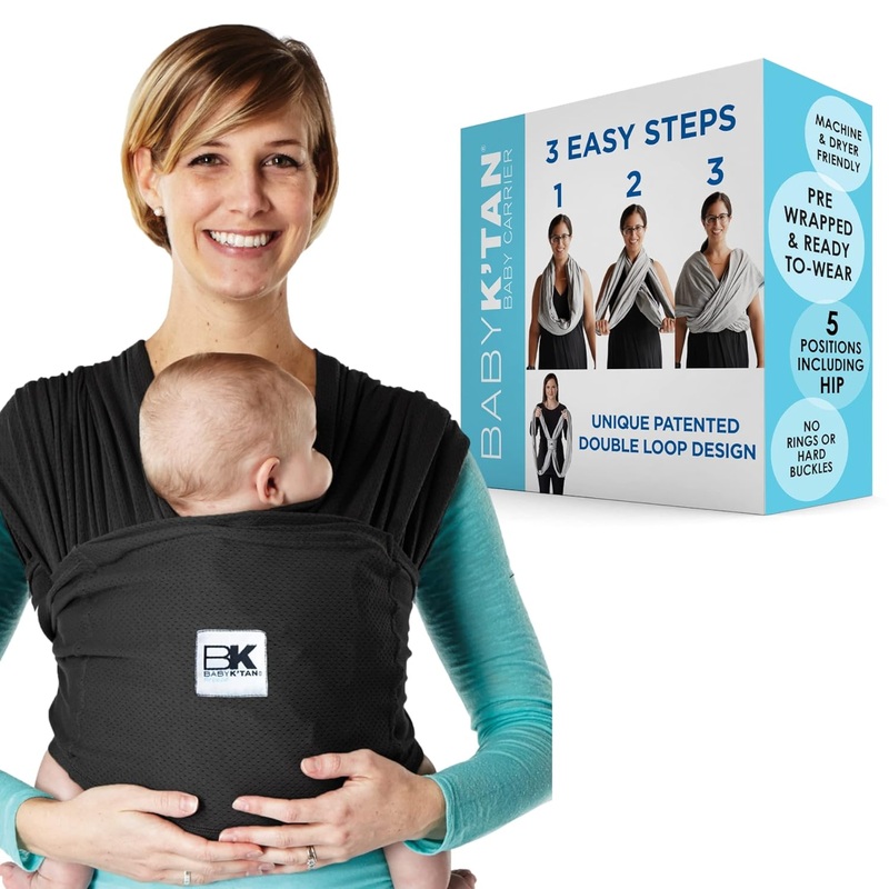 Baby K’tan Baby Carrier, Black, Large, Breeze