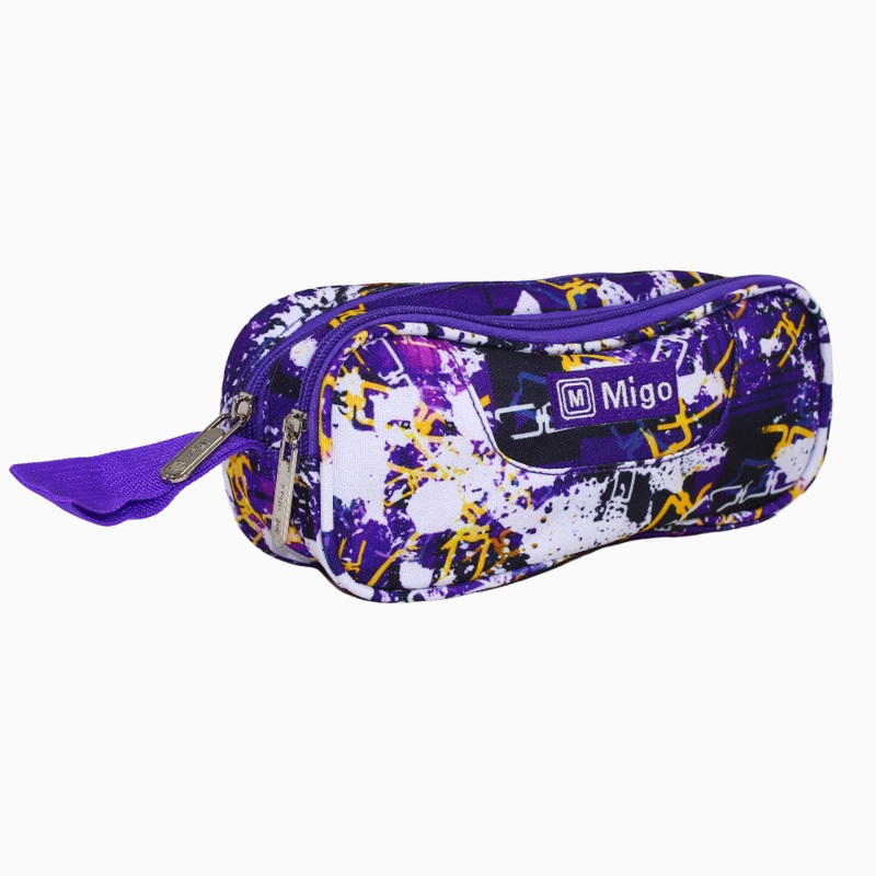 Fabric Pencil Case – White & Purple