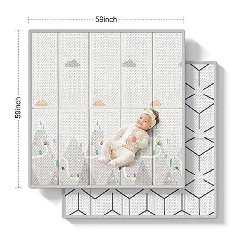 Foldable Baby Play Mat 59″x59″ – Mountain & Road