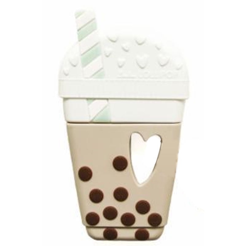 Loulou Lollipop Silicone Teether – Bubble Milk Tea – Taupe/Brown