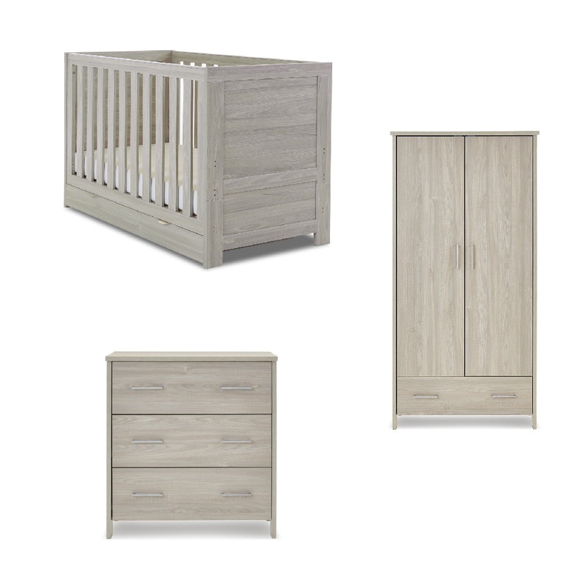 Obaby Nika 3 Piece Room Set & Underdrawer – GREY WASH