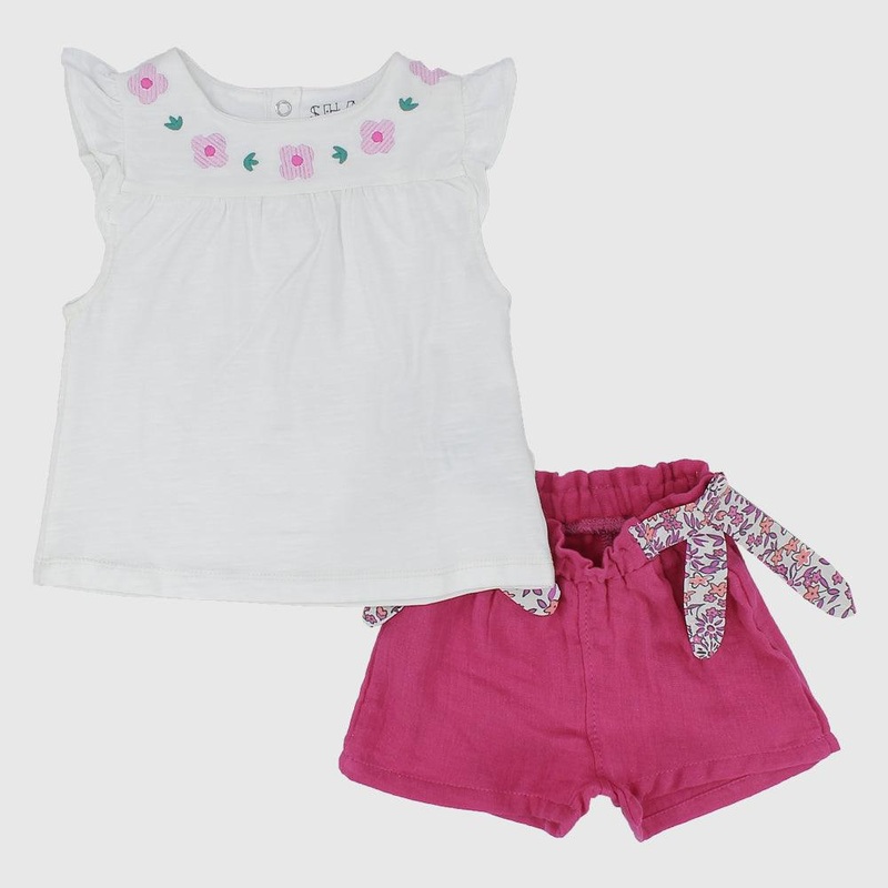 Ruffled Shoulders 2-Piece Outfit Set
