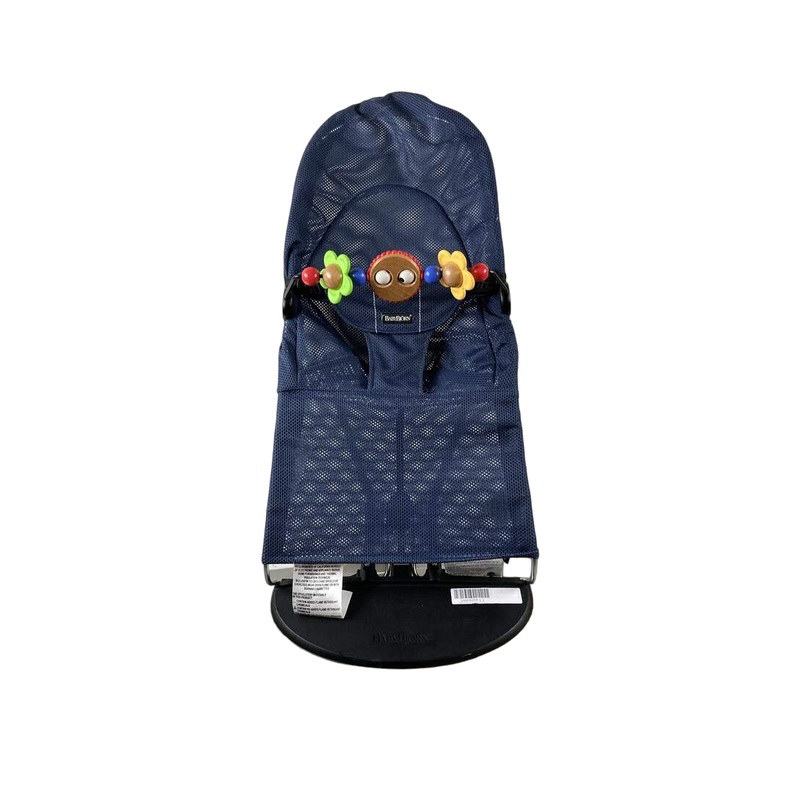 BabyBjorn Bouncer Bliss Bundle With Toy Bar, Googly Eyes, Black Frame, Navy Mesh