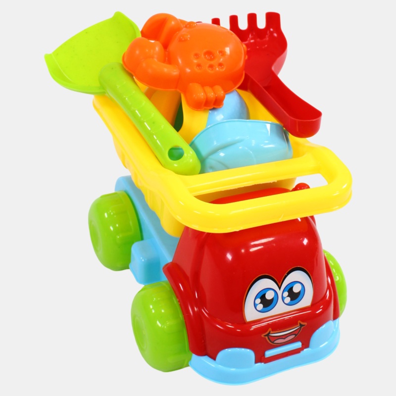 Beach Tipper Truck with Water Sprayer & Tools  Red & Yellow
