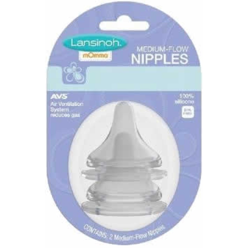 Lansinoh mOmma Medium Flow Nipples – 2 Pack