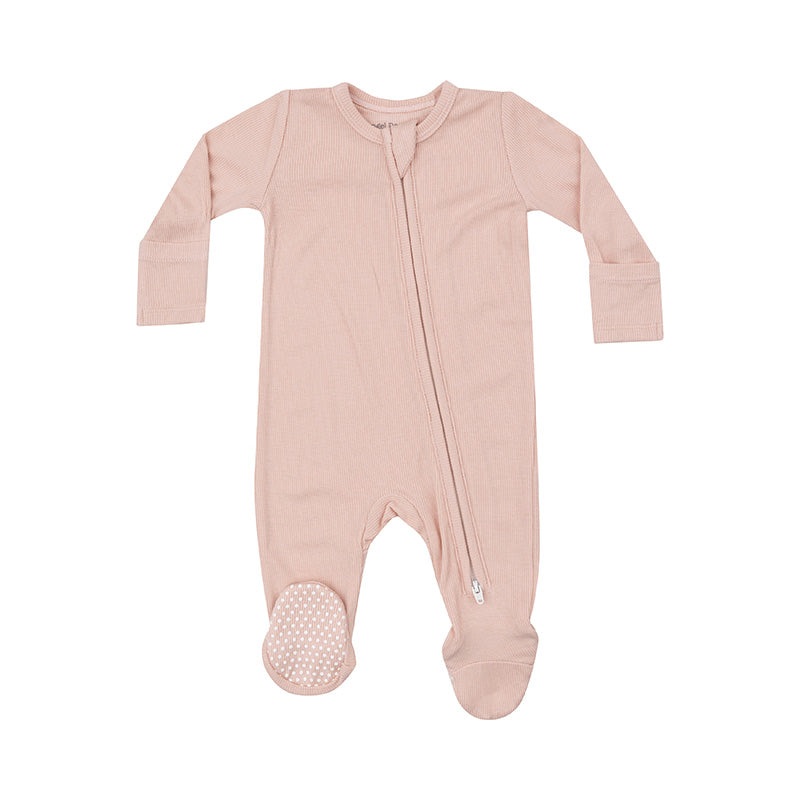 Ribbed 2 Way Zipper Footie – Blush