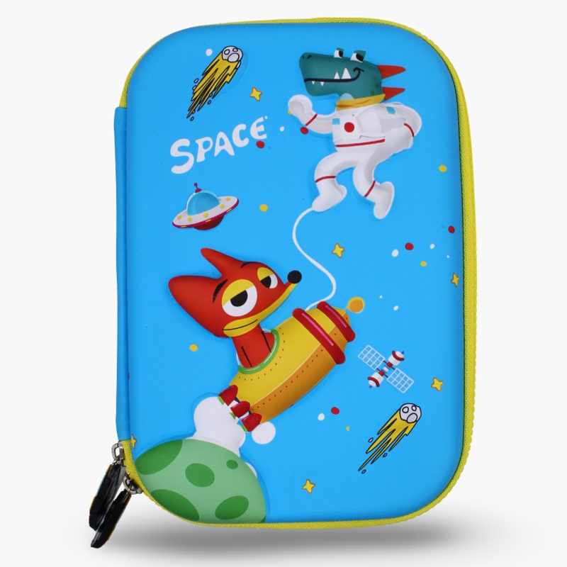 Space Themed Pencil Case  Light Blue