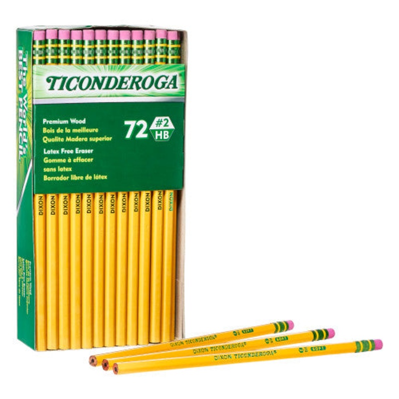 Ticonderoga Pencils, #2 Soft, Yellow, Unsharpened, Pack of 72