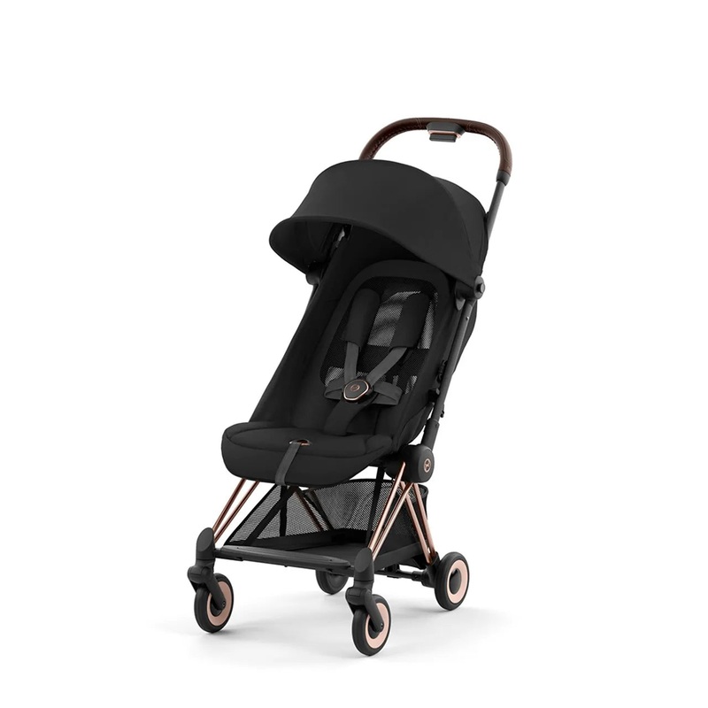 COYA Stroller – Rose Gold Frame + Sepia Black Seat