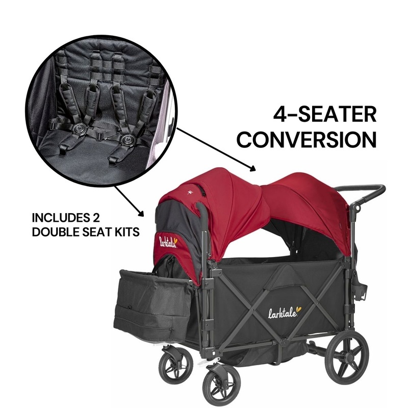 Larktale Caravan (4 Seater) Stroller Wagon Complete Bundle – Byron Black / Barossa Red
