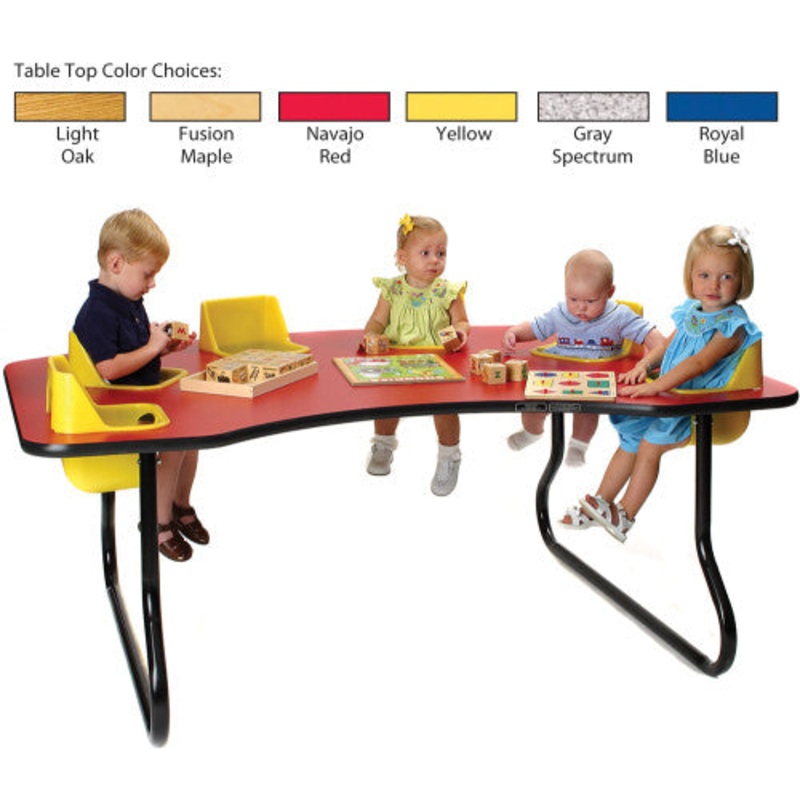 6-Seat Toddler Table, Gray Spectrum Table Top with Yellow Seats
