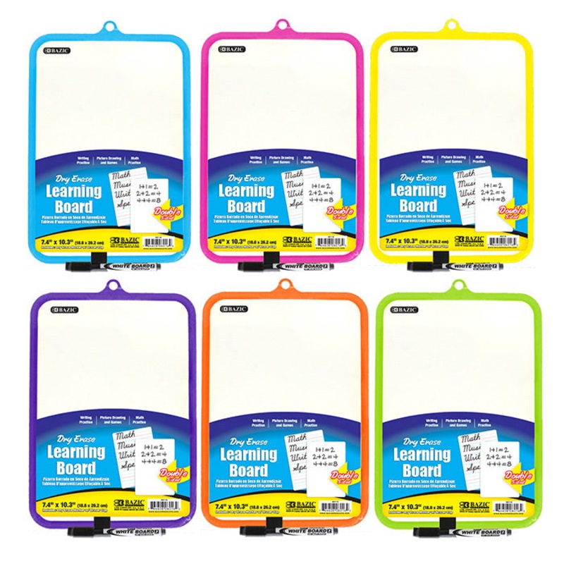 BAZIC 7.4″ X 10.3″ Double Sided Dry Erase Learning Board w/ Marker