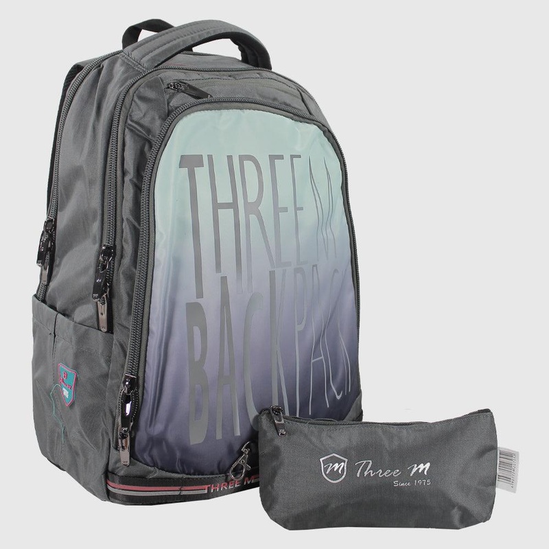 Grey 20 Inches Backpack + Pencil Case