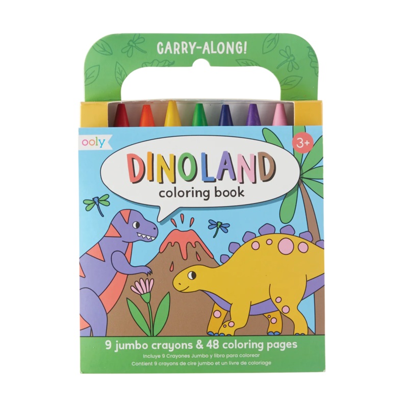 Carry Along! Coloring Book and Crayon Set – Dinoland – Set of 9 Crayons