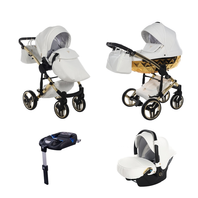 JUNAMA FLUO INDIVIDUAL MIRROR WHITE GOLD – 4IN1 (INCLUDES CAR SEAT & ISOFIX BASE)