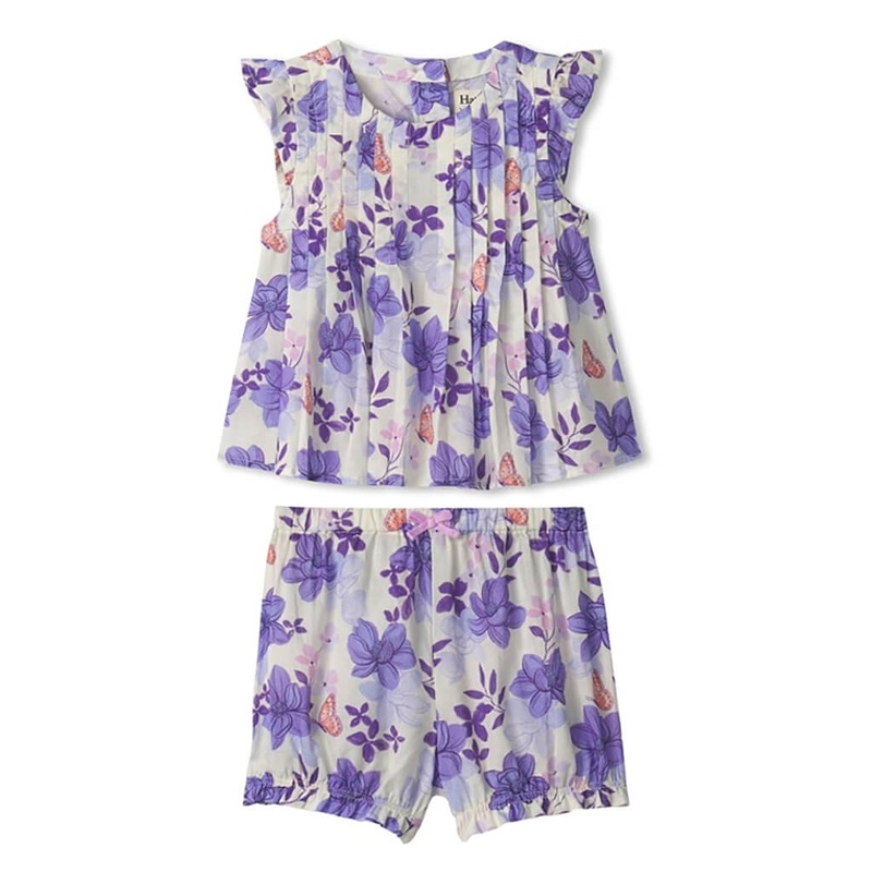 Painted Magnolias Pin Tuck Short Set
