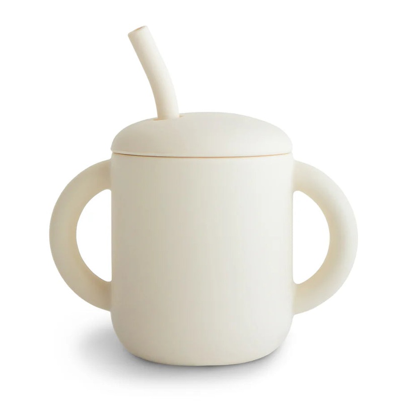 Silicone Training Cup + Straw – Ivory