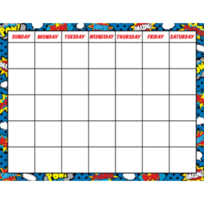 Superhero Calendar Chart