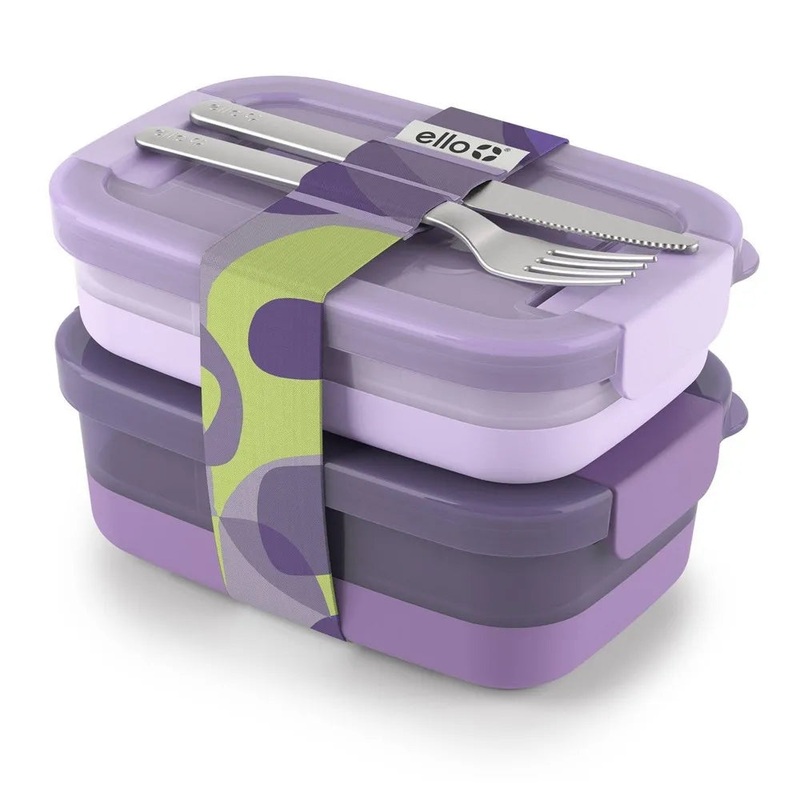 Ello 2pk Plastic Lunch Stack Food Storage Container Set Wisteria