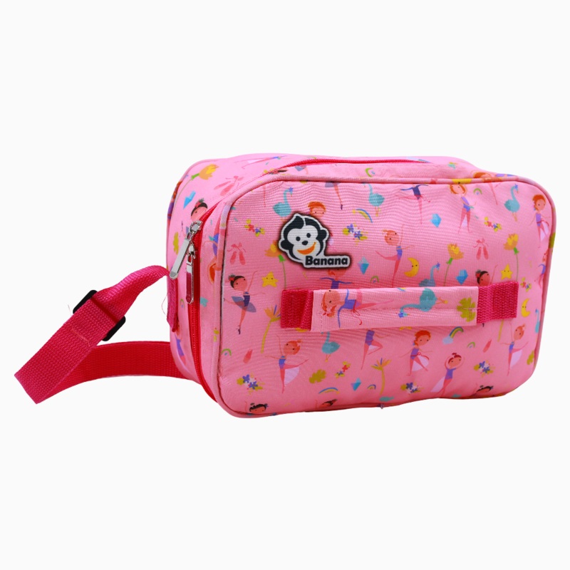Fabric Lunch Bag  Pink with Dancing Ballerina Design