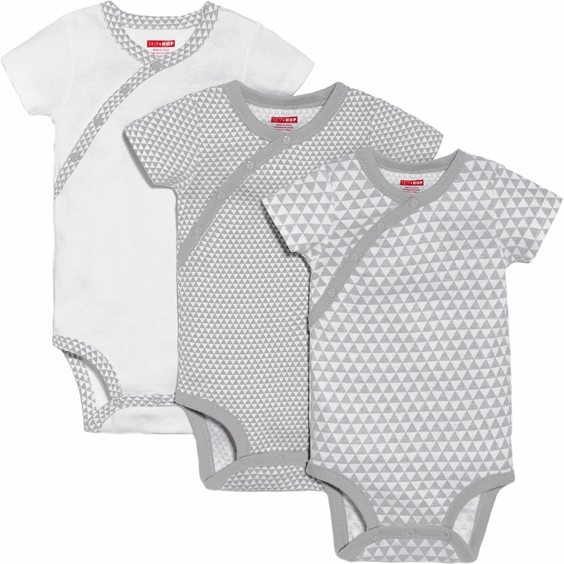 Skip Hop Petite Triangles 3-Pack Short Sleeve Bodysuits – Grey (9 Months)