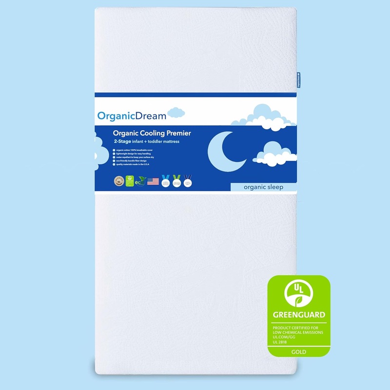 Organic Dream Cooling Premier 2-Stage Crib and Toddler Mattress, White