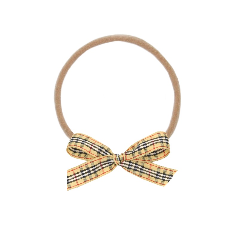 Ribbon Bow – Tan Plaid Headband
