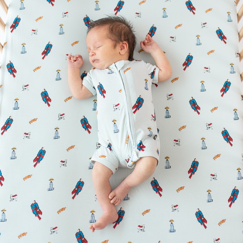Zipper Shortall Romper in Superman
