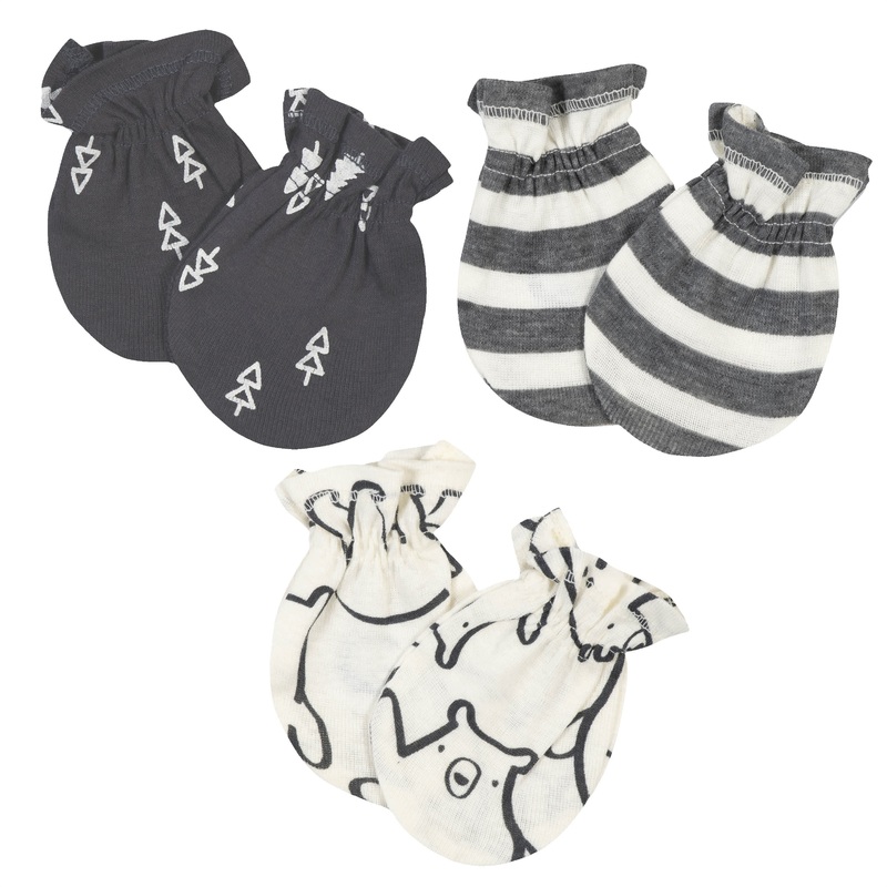 3-Pack Baby Boys Bear No Scratch Mittens