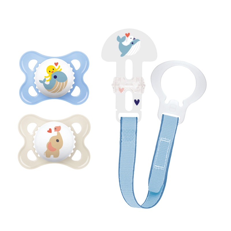 Animal Orthodontic Pacifiers and Pacifier Clip – Blue